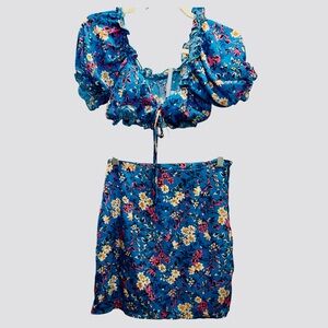 SHEIN Blue Floral Skirt Set